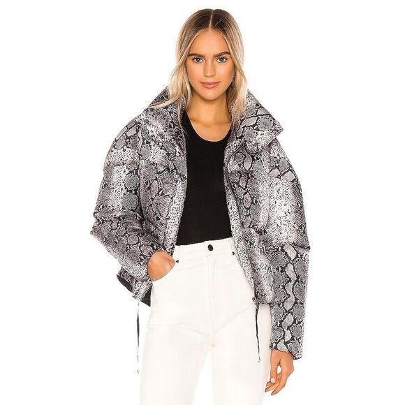 Apparis Jamie Puffer Jacket Size S | Grey Python Print Snake Coat | Sold Out! - Picture 1 of 11